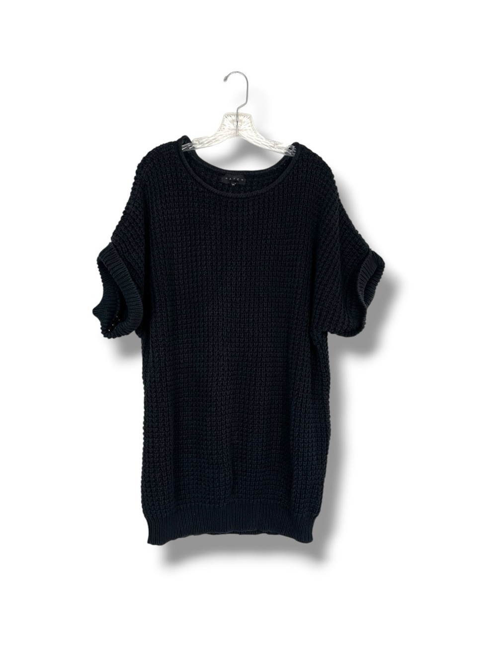 Hatch Sweater Womens Maternity One Size Black Chunky Open Knit Roll Neck Cotton